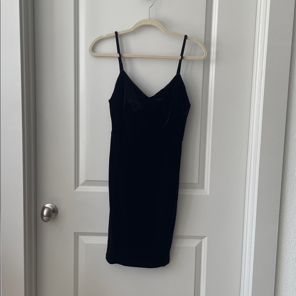 Black Velvet Bodycon Dress H&M Sz M